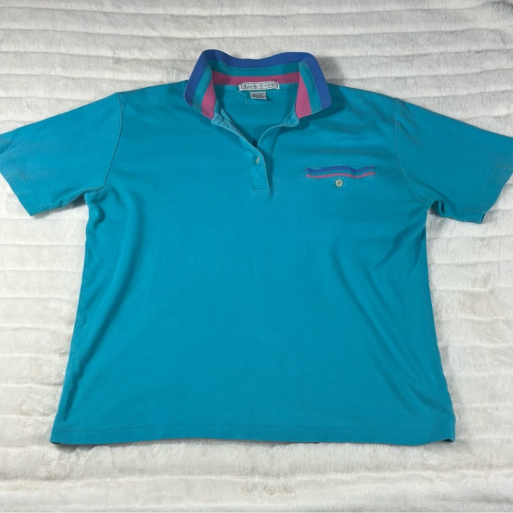 Vtg 90s IZOD Club Golf Polo Shirt Sz M Turquoise Pink Y2k Prep Retro Sport Flaw